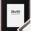 Ramme Trendy Valnød 35x50 cm - Passepartout Sort 9x12 inches