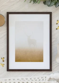 Ramme Trendy Valnød 40x50 cm - Passepartout Hvid 27,5x37 cm