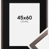 Ramme Trendy Valnød 45x60 cm - Passepartout Sort 32x45 cm