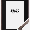 Ramme Trendy Valnød 35x50 cm - Passepartout Sort 10x15 inches