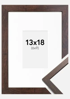Ramme Trendy Valnød 13x18 cm - Passepartout Hvid 7x10 cm
