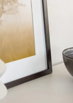 Ramme Trendy Valnød 13x18 cm - Passepartout Hvid 3,5x5 inches