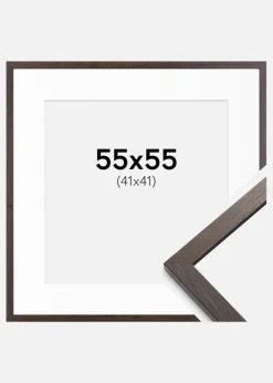 Ramme Trendy Valnød 55x55 cm - Passepartout Hvid 42x42 cm