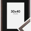 Ramme Trendy Valnød 30x40 cm - Passepartout Sort 20x30 cm