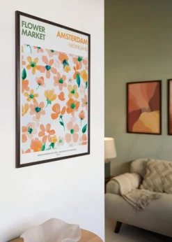 Ramme Trendy Valnød 40x50 cm - Passepartout Hvid 12x16 inches