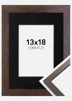 Ramme Trendy Valnød 13x18 cm - Passepartout Sort 3,5x5 inches