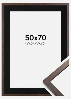 Ramme Trendy Valnød 50x70 cm - Passepartout Sort 16x24 inches