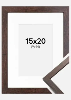 Ramme Trendy Valnød 15x20 cm - Passepartout Hvid 10x15 cm