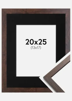 Ramme Trendy Valnød 20x25 cm - Passepartout Sort 14x18 cm