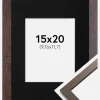 Ramme Trendy Valnød 15x20 cm - Passepartout Sort 4x5 inches