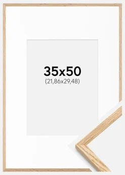 Ramme Tynd Eg 35x50 cm - Passepartout Hvid 9x12 inches