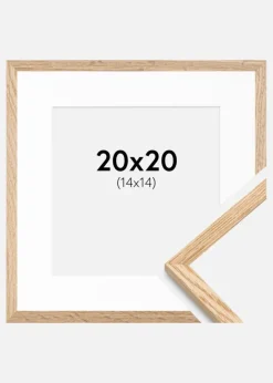 Ramme Tynd Eg 20x20 cm - Passepartout Hvid 15x15 cm