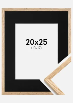 Ramme Tynd Eg 20x25 cm - Passepartout Sort 14x18 cm
