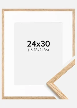 Ramme Tynd Eg 24x30 cm - Passepartout Hvid 7x9 inches
