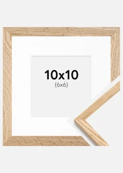 Ramme Tynd Eg 10x10 cm - Passepartout Hvid 7x7 cm