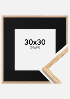 Ramme Tynd Eg 30x30 cm - Passepartout Sort 20x20 cm