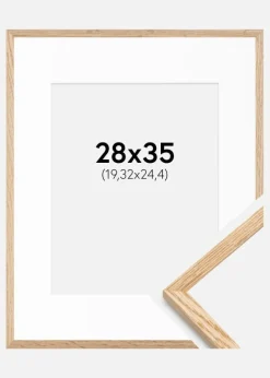 Ramme Tynd Eg 28x35 cm - Passepartout Hvid 8x10 inches