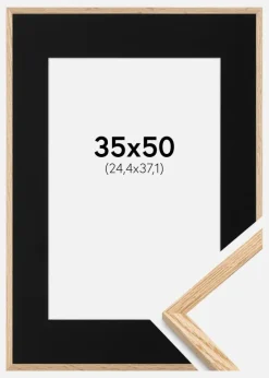 Ramme Tynd Eg 35x50 cm - Passepartout Sort 10x15 inches
