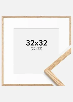 Ramme Tynd Eg 32x32 cm - Passepartout Hvid 23x23 cm
