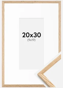 Ramme Tynd Eg 20x30 cm - Passepartout Hvid 10x20 cm