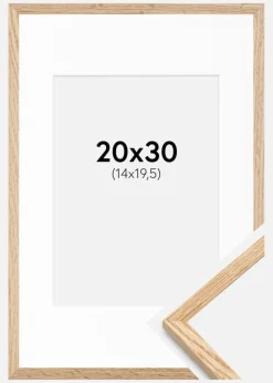 Ramme Tynd Eg 20x30 cm - Passepartout Hvid 15x21 cm (A5)