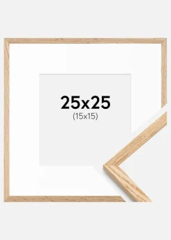 Ramme Tynd Eg 25x25 cm - Passepartout Hvid 16x16 cm