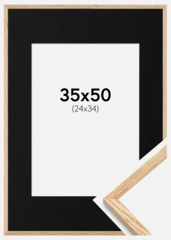 Ramme Tynd Eg 35x50 cm - Passepartout Sort 25x35 cm