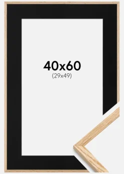 Ramme Tynd Eg 40x60 cm - Passepartout Sort 30x50 cm