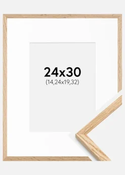 Ramme Tynd Eg 24x30 cm - Passepartout Hvid 6x8 inches
