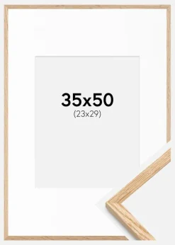 Ramme Tynd Eg 35x50 cm - Passepartout Hvid 24x30 cm