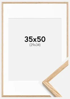 Ramme Tynd Eg 35x50 cm - Passepartout Hvid 30x35 cm