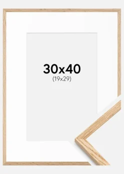 Ramme Tynd Eg 30x40 cm - Passepartout Hvid 20x30 cm