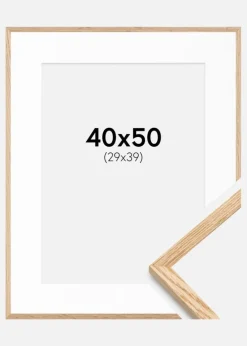 Ramme Tynd Eg 40x50 cm - Passepartout Hvid 30x40 cm