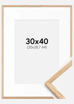 Ramme Tynd Eg 30x40 cm - Passepartout Hvid 21x29,7 cm (A4)