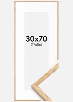 Ramme Tyndt Egetræ 30x70 cm - Passepartout Hvid 18x57 cm
