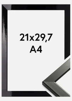 Ramme Uppsala Akrylglas Sort Højblank 21x29,7 cm (A4)
