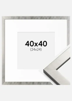 Ramme Uppsala Sølv 40x40 cm - Passepartout Hvid 25x25 cm