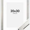 Ramme Uppsala Sølv 20x30 cm - Passepartout Hvid 15x22 cm