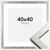 Ramme Uppsala Sølv 40x40 cm - Passepartout Hvid 32x32 cm