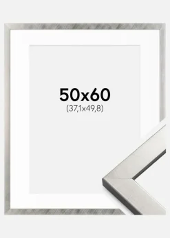 Ramme Uppsala Sølv 50x60 cm - Passepartout Hvid 15x20 inches