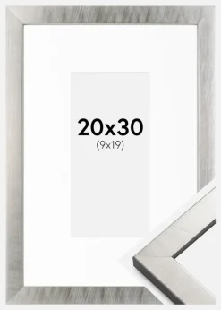 Ramme Uppsala Sølv 20x30 cm - Passepartout Hvid 10x20 cm