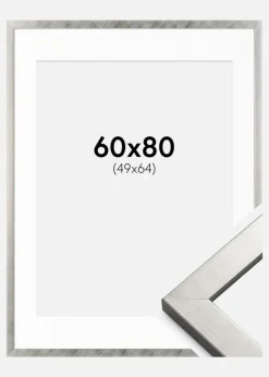 Ramme Uppsala Sølv 60x80 cm - Passepartout Hvid 50x65 cm
