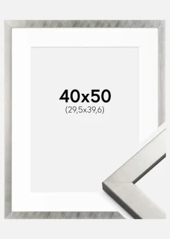 Ramme Uppsala Sølv 40x50 cm - Passepartout Hvid 12x16 inches