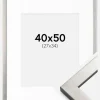 Ramme Uppsala Sølv 40x50 cm - Passepartout Hvid 28x35 cm