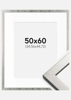 Ramme Uppsala Sølv 50x60 cm - Passepartout Hvid 14x18 inches