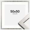Ramme Uppsala Sølv 50x50 cm - Passepartout Hvid 40x40 cm