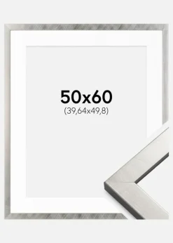 Ramme Uppsala Sølv 50x60 cm - Passepartout Hvid 16x20 inches