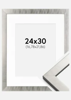 Ramme Uppsala Sølv 24x30 cm - Passepartout Hvid 7x9 inches