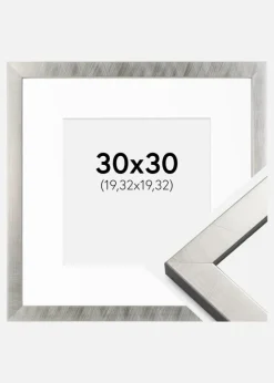 Ramme Uppsala Sølv 30x30 cm - Passepartout Hvid 8x8 inches