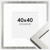 Ramme Uppsala Sølv 40x40 cm - Passepartout Hvid 10x10 inches